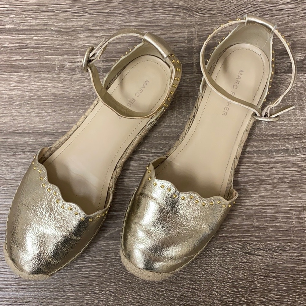 Marc Fisher gold espadrille